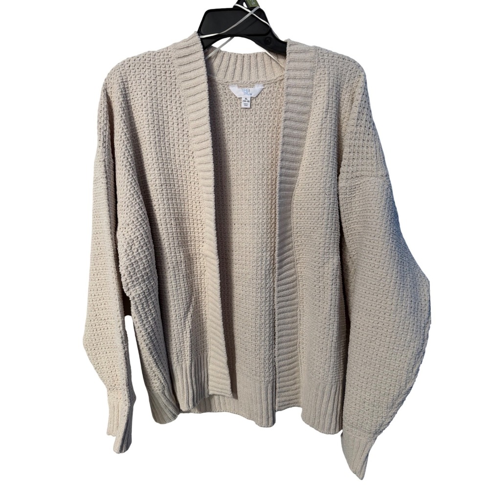 Waffle Chenille Cardigan Womens XL Cream NWT